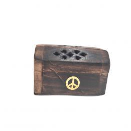 Incensario CAJA madera conos logo Bronce Paz